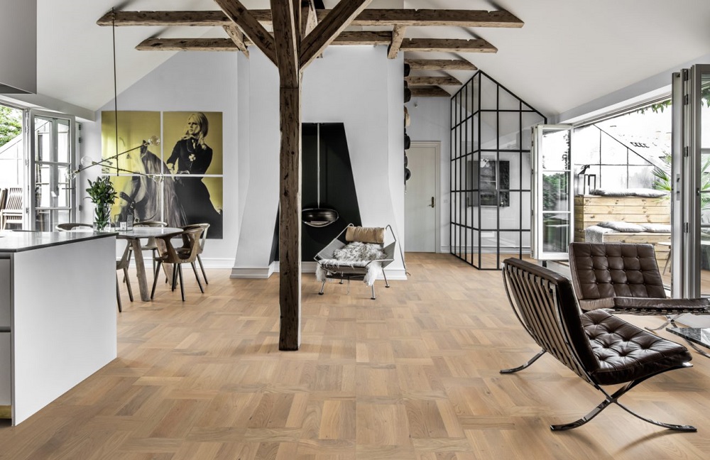 Паркетная доска Kahrs Европейский Ренессанс Дуб Палаццо Биондо Palazzo Biondo 15314BEK20KW240 Lively 2426×198,5×15 фото в интерьере